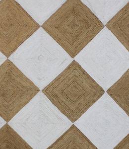 Alfombras Ecológicas Antideslizantes de Diseño Moderno con Trenzado de Diamantes, Base de Yute, Diseño Floral de Algodón y Yute, Hechas a Máquina para Uso Doméstico - Product Image 1