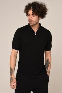 Luxury Men's Summer Casual Classic for Polo 100% Cotton Knitted T-Shirt <b>White</b> <b>Quarter</b> <b>Zip</b> Crocheted Solid Short Sleeve - Product Image 3