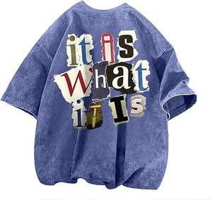 <b>Men's</b> Acid Wash Vintage Style Streetwear Rapper Casual Tee Top Oversize Graphic <b>T</b>-<b>Shirts</b> with <b>Funny</b> Letter Print Solid Pattern - Product Image 1