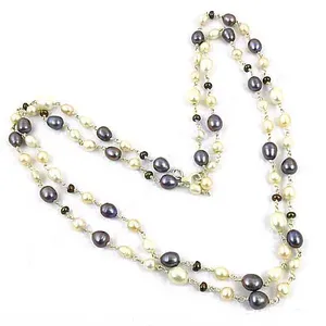 Magnifique collier de perles d'eau douce rondes de qualité AAA avec chaîne en argent, style classique pour les occasions de fête féminines - Product Image 1