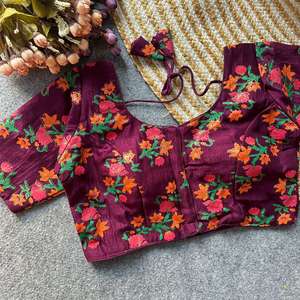Touch of Golden And Silver Real Weaving Flower Vichitra Silk <b>Readymade</b> <b>Blouse</b> - Product Image 4