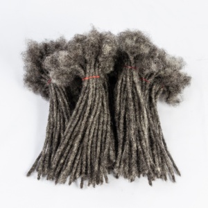 Vente chaude sel et poivre doux à la main <span class=keywords><strong>Dreadlocks</strong></span> Crochet cheveux tresses 100% naturel cheveux humains Loc Extensions - Product Image 1