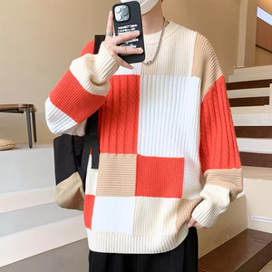 Men Custom Logo 100% Cotton Sweater Pullover Knitwear <b>Cable</b> Streetwear Long <b>Sleeve</b> Crew Neck Oversized High Quality Winter Quick - Product Image 6