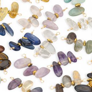 925 Silver Uneven <b>Rose</b> <b>Quartz</b> Gemstone Tumble Connector - Handmade Wire Wrap Connector Charms Wholesale - Product Image 4