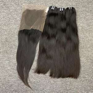 Venta caliente 100% Raw Vietnam Remy Extensiones de cabello Super Double Drawn Bone Straight Bundles HD para encaje Frontal para la fabricación de pelucas - Product Image 1