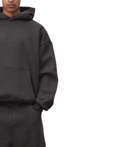 Conjunto Deportivo Informal de Invierno para Hombre, Sudadera con Capucha de Felpa Negra y Pantalones Jogger de Corte Holgado, Ropa Deportiva Urbana - Product Image 2