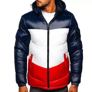 2025 chaquetas de burbujas acolchadas brillantes informales para hombre, plumón grueso de invierno con cierre de cremallera, lona con capucha, servicio OEM, Impresión de hojaldre - Product Image 4