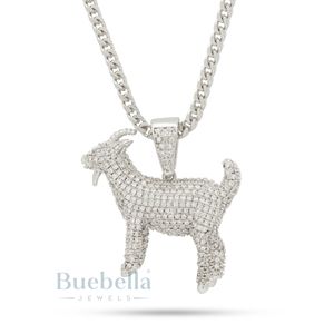 Collier pendentif GOAT pour homme, argent 925 glacé, moissanite plaqué or, inspiré du style du rappeur Notorious, charmes Hip BUEBELLA JEWELS - Product Image 4