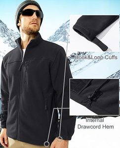 Veste polaire d'hiver à fermeture éclair pour hommes, vestes de randonnée tactiques athlétiques avec 3 poches - Product Image 4