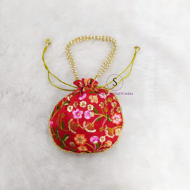 New Arrival Potli Bags Potli Bag Embroidered Beautiful Flower Pattern Patola Print Bags for Womens for Wedding Party Decoration - Product Image 6