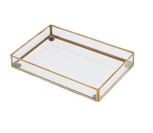 Bandejas decorativas de espejo de perfume y joyería para Decoración de mesa, acabado brillante de oro real, múltiples diseños, bandeja de joyería para interiores - Product Image 1