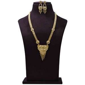 Venta al por mayor de collares de cadena de eslabones largos chapados en oro de 14K, 18K, 24K, diseño floral, conjunto de joyería de moda llena de oro de latón - Product Image 1