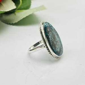 Bague Turquoise tibétaine 925 bague en argent Sterling faite à la main bague de créateur bague Turquoise NATURELLE bague de mode bague pour femme cadeau - Product Image 5