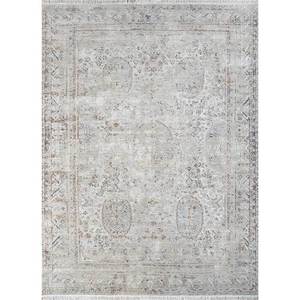 Tapis en laine noué à la main Erbe AKWL-3105, motif médaillon gris et noir, puzzle rectangulaire pour la maison, l'entrée de voiture, tapis rectangulaire fait main 9x12 - Product Image 1