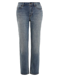 Haute qualité mode nouveautés mode bleu marine denim tuyau de poêle jean jambe large femmes poches arrière jean femmes en gros - Product Image 1