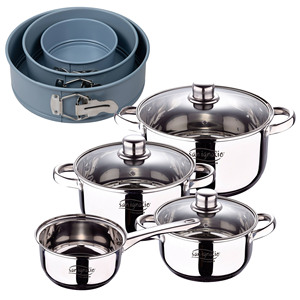 Set di pentole in acciaio inox da 7 pezzi di Cassel + Set di 3 teglie rotonde da 12-18-22 cm NOIA San Ignacio - Product Image 1