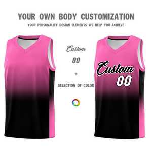 Ensemble d'uniformes de basketball personnalisés en gros, dégradé rose, maillot et short en polyester à séchage rapide, kit d'équipe OEM, vêtements de sport, usine - Product Image 6