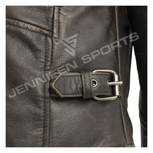 Blouson en cuir de moto pour homme, en cuir de vache véritable, lisse, avec poches poitrine, fermeture éclair, coupe-vent respirant, hiver - Product Image 4