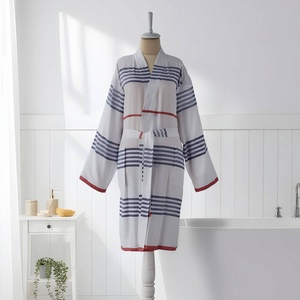 เสื้อคลุมอาบน้ำลายทางสไตล์ตุรกี สีกรมท่าและสีแดง แบบกิโมโน - Product Image 4