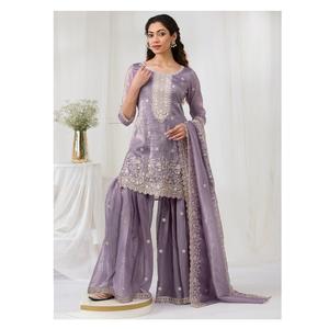 ชุดสلوارแบบเย็บเต็มตัว ลายปักทองหรูหรา พร้อมงานปักเลื่อมหนักแน่น ชุดปาลาซโซสำหรับส่งออก - Product Image 1