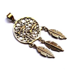 Collar con Colgante Tribal de Tres Hojas en Latón Color Oro para Mujer, SILVER ZONE, Colgantes y Dijes Modernos, Regalo - Product Image 2