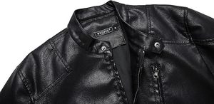 Veste en cuir de vache décontractée pour homme, automne-hiver, col montant, fermeture éclair, logo sur le devant, haute qualité, écologique, respirante - Product Image 4