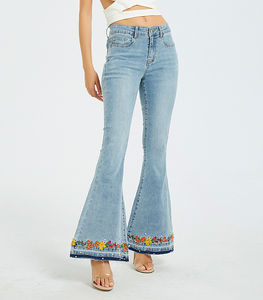 Nouvelle mode OEM Vente en gros Pantalon évasé en denim pour femmes Pantalon taille haute respirant confortable avec logo personnalisé - Product Image 3