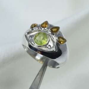 Bague en péridot vert, argent sterling 925, multi-gemmes, cadeau pour elle - Product Image 1