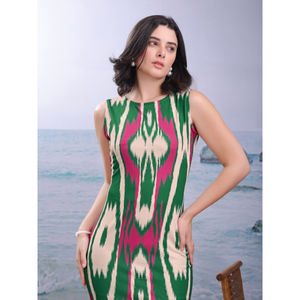 Vestido Maxi ajustado de mezcla de algodón para mujer, sin mangas, cuello redondo, estampado Floral, longitud, ajuste relajado, ropa cómoda y elegante de verano - Product Image 3