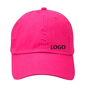 일반 핑크 색상 하이 퀄리티 면 만든 사용자 정의 로고 6 패널 태양 보호 야구 헤드 착용 모자 뜨거운 판매