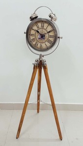 Gỗ Nâu hậu hiện đại nghệ thuật Deco Tripod sàn Đồng hồ thạch anh Analog nhà văn phòng trang trí nội thất - Product Image 2