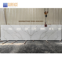 Dalle de quartz effet marbre sans silice anti-silicose Calacatta Blanc pour comptoirs de cuisine