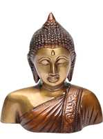Statue de Bouddha Moderne Faite à la Main en Laiton Doré Brun Poli, 6 Pouces, pour Méditation, Décoration Intérieure, Ambiance Spirituelle, Anniversaire