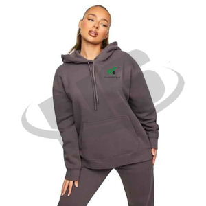 High Quality Women Tracksuit Cotton Fleece Winter Wear Custom Logo Plain <b>Hooded</b> Sweat Suit Set Wholesale Price - Product Image 5