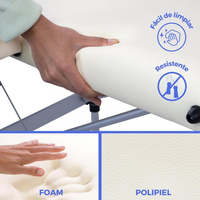 Mobiclinic CA-01 Table de massage pliable Portable Aluminium 186x60 cm Crème Appui-tête en cuir synthétique pour le salon