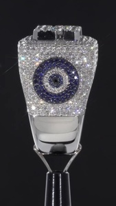 Luxury Pave Moissanite Custom Number <b>Ring</b> <b>925</b> <b>Silver</b> Unisex Party Wear Round Brilliant Cut Iced Out Statement <b>Ring</b> - Product Image 2