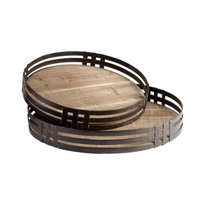Bandeja de servicio Ative decorativa de último diseño Bandeja de servicio decorativa pintada a mano de madera rectangular marrón - Product Image 4