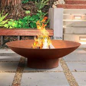 Rustic cowboy style metal <b>fire</b> <b>pit</b> with log holder stand and <b>fire</b> poker included for effortless backyard <b>fire</b> maintenance - Product Image 5