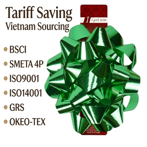 Lazos Metálicos Navideños con Estrella de PP, Ecológicos, con Ahorro de Aranceles para Cadenas de Minoristas en EE. UU., Certificación BSCI SMETA Vietnam - Product Image 1