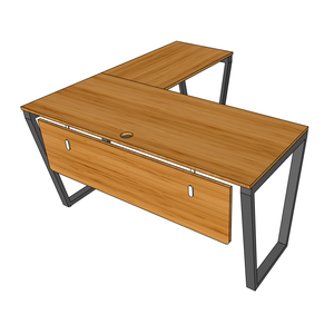 BFTB008 TrapezBamboo L-Shaped 140x140cm Gaming <b>Desk</b> with <b>Foldable</b> Iron Legs Assembled Bookshelf and Drawer for Bedroom Use - Product Image 3