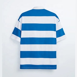 Nouveau design à manches courtes personnalisées-Vente en gros de polos d'été pour hommes à rayures 100% coton avec impression de broderie avec logo personnalisé - Product Image 5