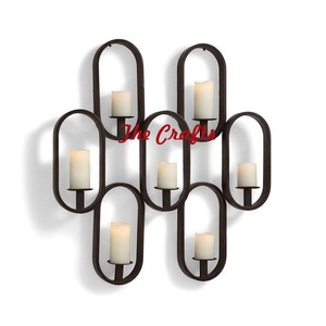 Glass And Iron Candle Holder Customized Size And Shape <b>Wall</b> Decorative Candle Holder For Home And Hotel Usage - Product Image 3
