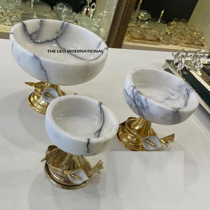 Ensembles de bols à nourriture en acier inoxydable argenté de qualité de luxe gratuits Designer vendant de la vaisselle en forme de feuille bol de service pour les événements de mariage - Product Image 5