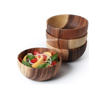 Grand saladier jetable en bois d'acacia fait à la main pour le riz, les nouilles, les bonbons, les fêtes, produit écologique, vente en gros - Product Image 1