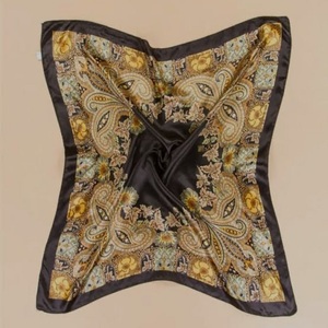 Pañuelos cuadrados con logotipo de impresión digital personalizada, pañuelo de seda con estampado a doble cara, pañuelo para la cabeza de mujer, algodón orgánico puro, muy vendido. - Product Image 3