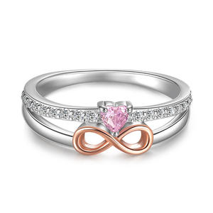 แหวนรูปหัวใจสองสี Jeulia Infinite Love ทำจากเงินสเตอร์ลิงประดับเพชรซิร์คอนสำหรับงานแต่งงาน - Product Image 1