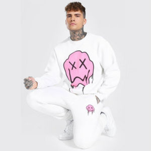 Survêtement avec logo brodé personnalisé survêtement à manches longues en coton de haute qualité pour garçons sweats à capuche ensemble de sport deux pièces - Product Image 4