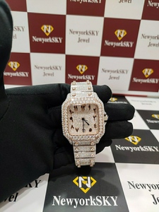 Montre de luxe 40 MM en moissanite pour hommes et femmes sertie de diamants Bracelet en acier inoxydable Nouveau pour les occasions spéciales - Product Image 2