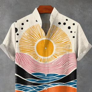 2025 hombres de lujo elegante Retro arte verano manga corta para Polo cómodo Casual botón Top hecho de tela de Jersey - Product Image 4