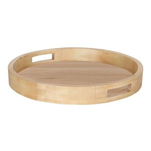 Bandeja para servir alimentos de madera de Acacia de diseño caro con mango de Metal, mesa de comedor, Plato decorativo para servir y plato de Color Natural - Product Image 4